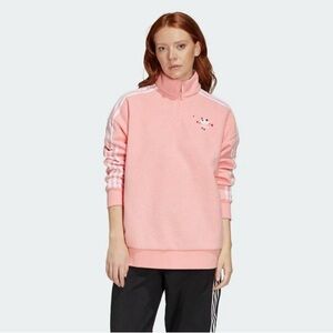 Adidas Originals Half Zip Polar Fleece Sweatshirt in Glow Pink